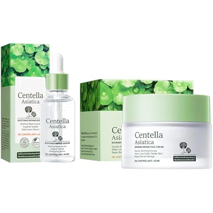 STRBOXONG CALMING SERUM & MOISTURIZING CREAM WITH CENTELLA ASIATICA EXTRACT, INTENSIVE REPAIRING EFFECT, STRENGTHENS SKIN BARRIER, ANTI-AGING CARE, FOR SENSITIVE AND DRY SKIN - Image 1